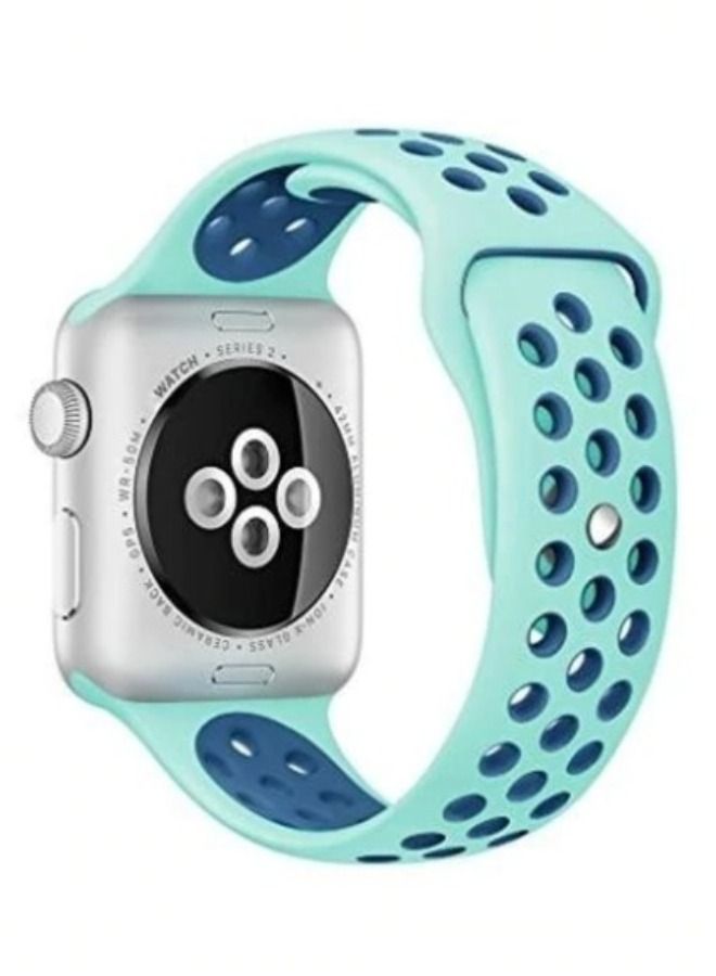 VITION Sport Band Compatible with Apple Watch Band, Breathable Soft Silicone Replacement Wristband for iWatch Series 7/6/5/4/3/2/1/SE Nike+/Sports Edition (45mm/44mm/42mm green blue) - Image 2