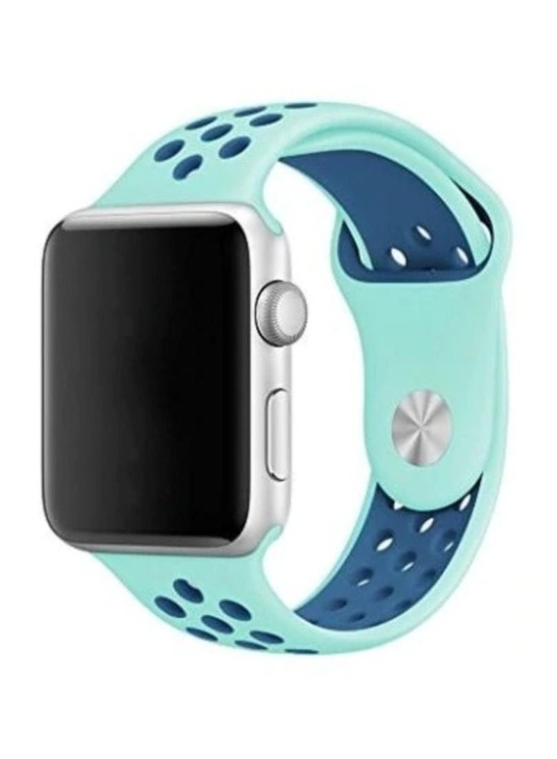 VITION Sport Band Compatible with Apple Watch Band, Breathable Soft Silicone Replacement Wristband for iWatch Series 7/6/5/4/3/2/1/SE Nike+/Sports Edition (45mm/44mm/42mm green blue) - Image 1