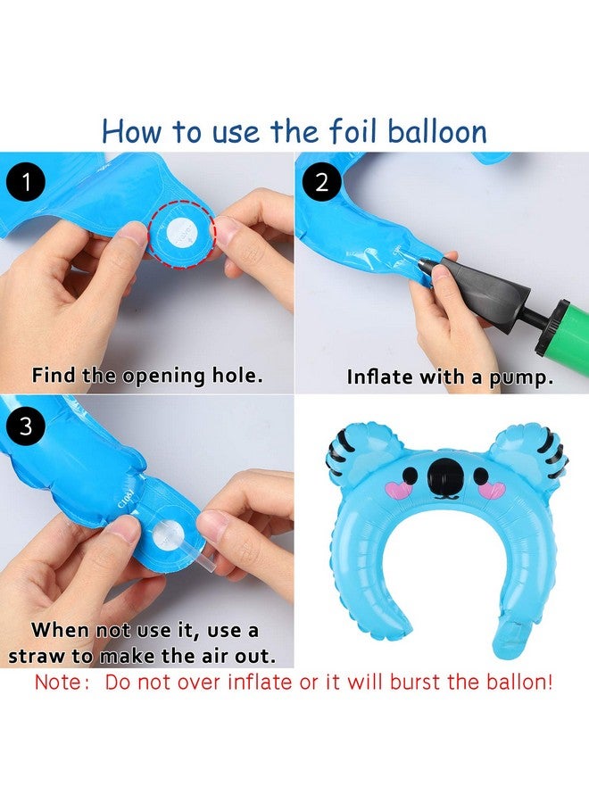 MALLMALL6 50P Zoo Animal Inflatable Headbands Wildlife Balloon Hair Hoop Include Forest Safari Farm Animals Jungle Theme Birthday Party Supplies With Animal Stickers Party Favors Costumes For Kids - Image 3