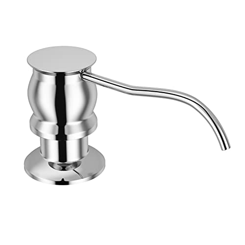 Samodra Kitchen Sink Soap/Lotion Dispenser, Brass Pump Head Chrome Finish 12 OZ Bottle Built in Design Refill from The Top for Granite Thick Deck Installs - Image 1