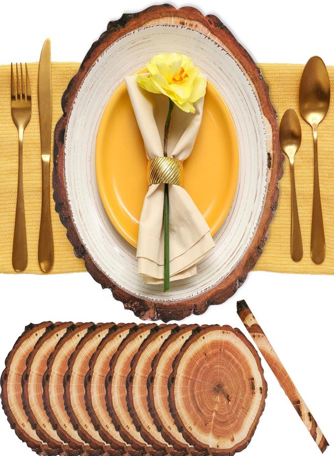 Drayear 120 Pcs 11.8 inch Disposable Wooden Slice Paper Placemats Rustic Round Wooden Chargers for Family Dinner Wedding Birthday Vintage Country Theme Party - Image 1