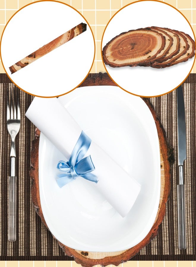 Drayear 120 Pcs 11.8 inch Disposable Wooden Slice Paper Placemats Rustic Round Wooden Chargers for Family Dinner Wedding Birthday Vintage Country Theme Party - Image 3