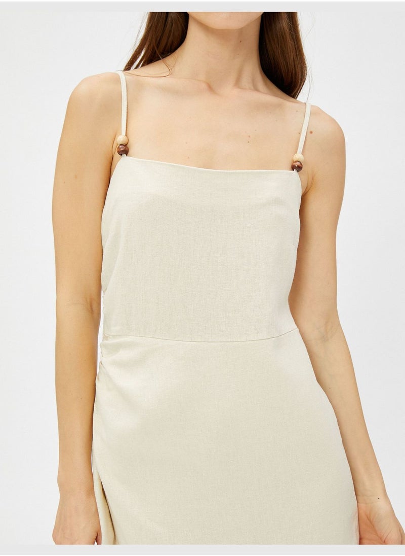 KOTON Bead Detail Linen Mix Mini Dress  - Image 5