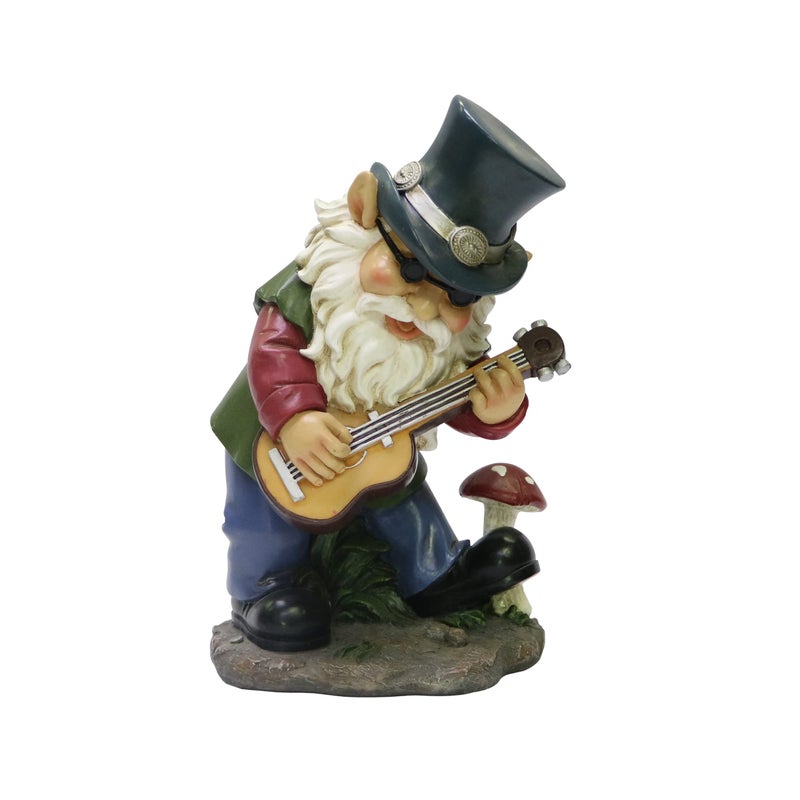 Natures Mark Rock n Roll Gnome in a Band Playing Guitar Resin Statue Figurine Home Garden Decorative Accent Dcor 9 H