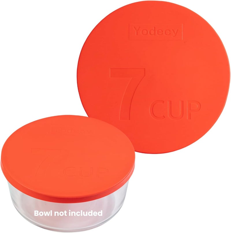 Yodecy Silicone Bowl Lid fit Pyrex Glass Bowls 7402-PC 7 Cup, Silicone Bowl Lid fit Anchor Hocking Glass Bowls 7402-PC 7 Cup,Replacement Lid(1 Pack Red)(Container not Included) - Image 1