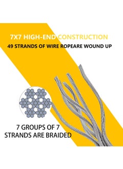 RECTOO RECTOO 100FT 18 T316 Stainless Steel Cable with Cutter 7x7 Strands Aircraft Wire Rope for Deck Railing Stair Handrail Porch Fence High Strength for Indoor and Outdoor Use  - Image 3