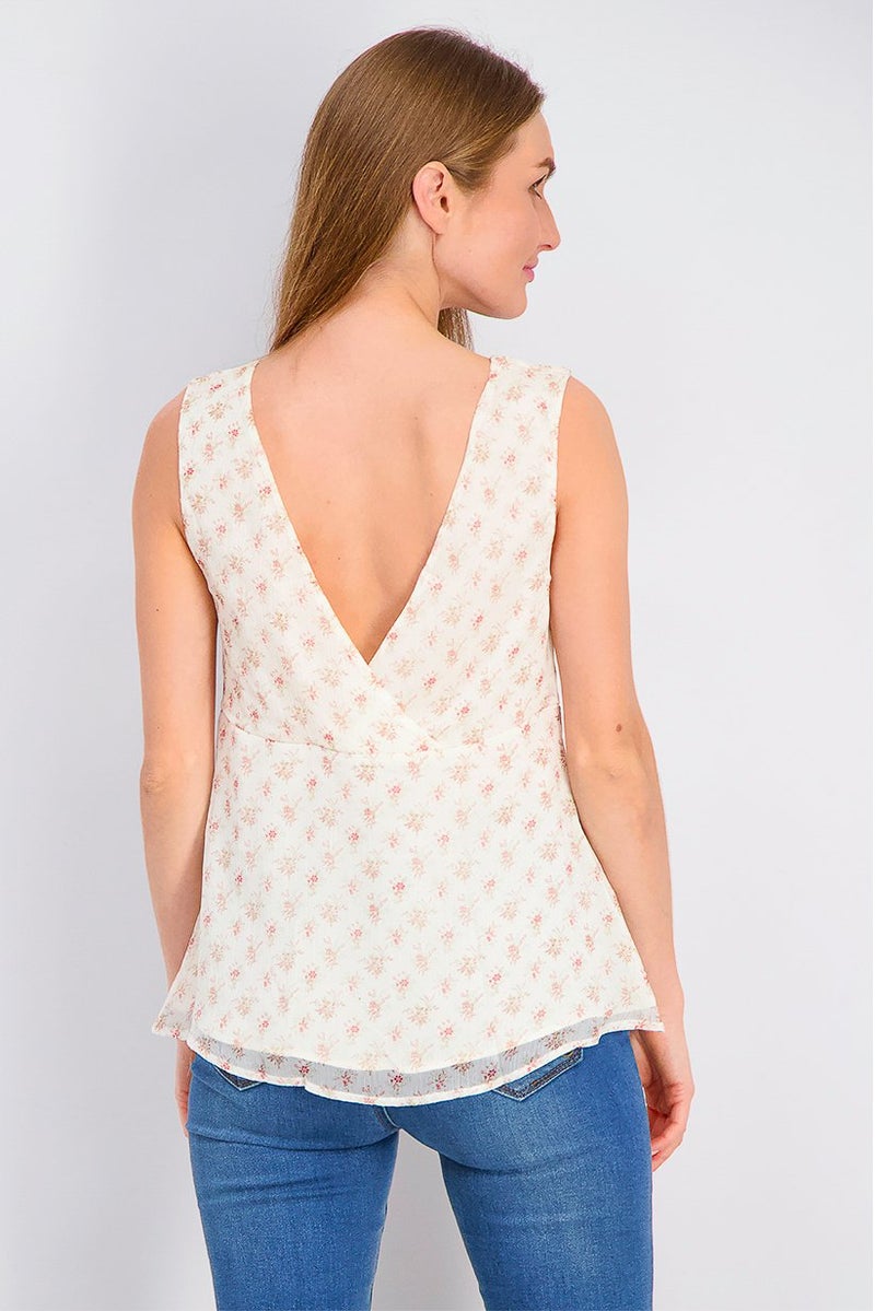 MANGO Women Flowy Floral Top, Off White - Image 2