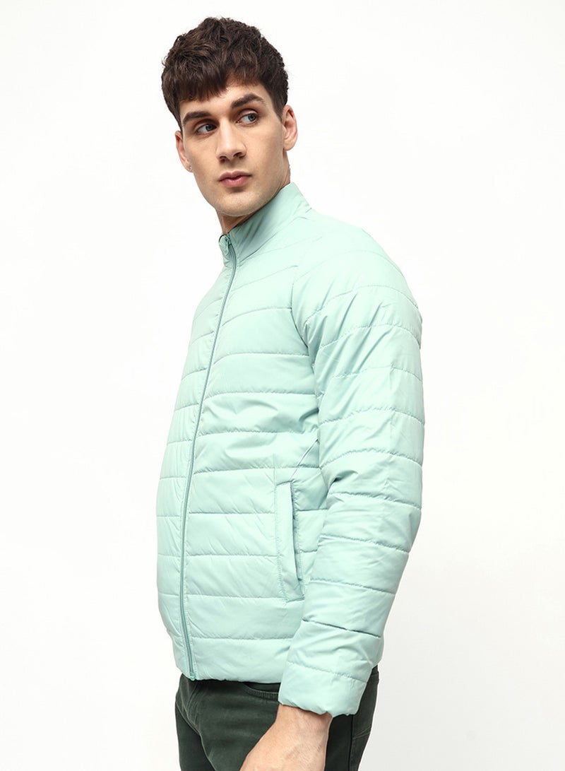 Dennis Lingo Green Regular Fit Men's Solid Polyester Jacket with Spread Collar and Zipper Closure - Image 3