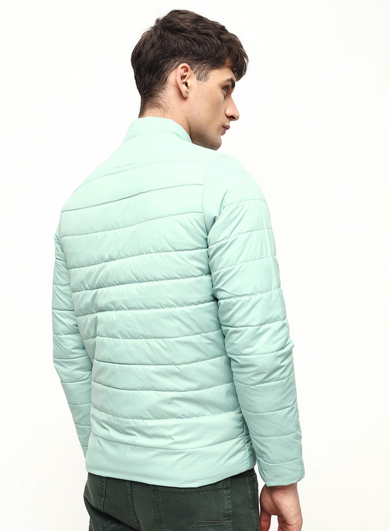 Dennis Lingo Green Regular Fit Men's Solid Polyester Jacket with Spread Collar and Zipper Closure - Image 4