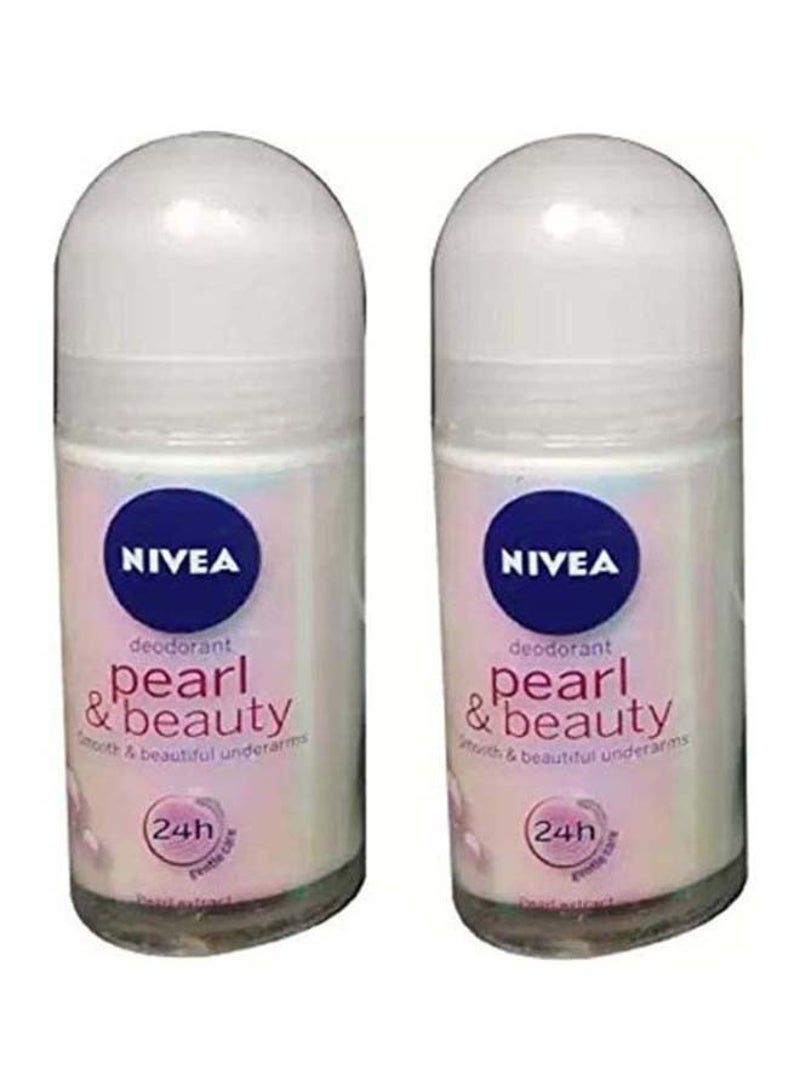Nivea Pack Of 2 Pearl And Beauty Deodorant Roll-On White 200ml