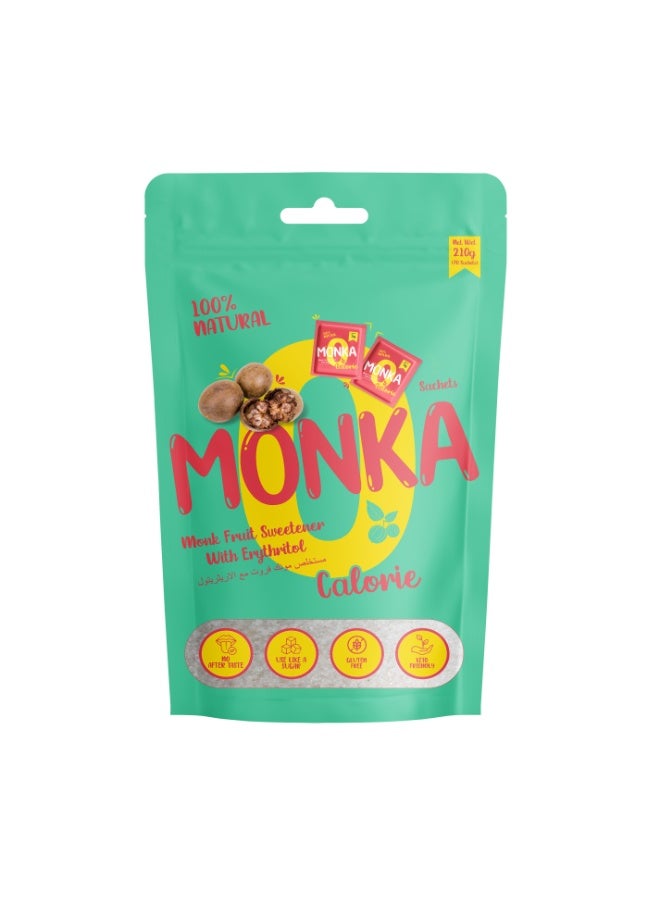 Monka Monk Fruit Sweetener Sachets – Zero Calorie Natural Sugar Substitute | Keto & Diabetic Friendly Sweetener | Portable Sugar Alternative for Coffee, Tea & Drinks - Image 1