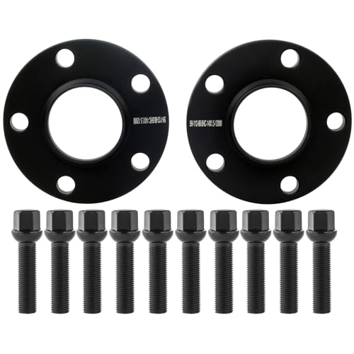 DCVAMOUS 4PC Black 5x112 Hubcentric Wheel Spacers 1 Inch with 14x1.5 Bolts (50mm Shank Ball Seat Type) 66.56 Bore Compatible with Benz Au-di 5 Lug for W210 W212 C230 C240 C320 A4 S4 A5 S5 A6 S6 A7 A8 - Image 1