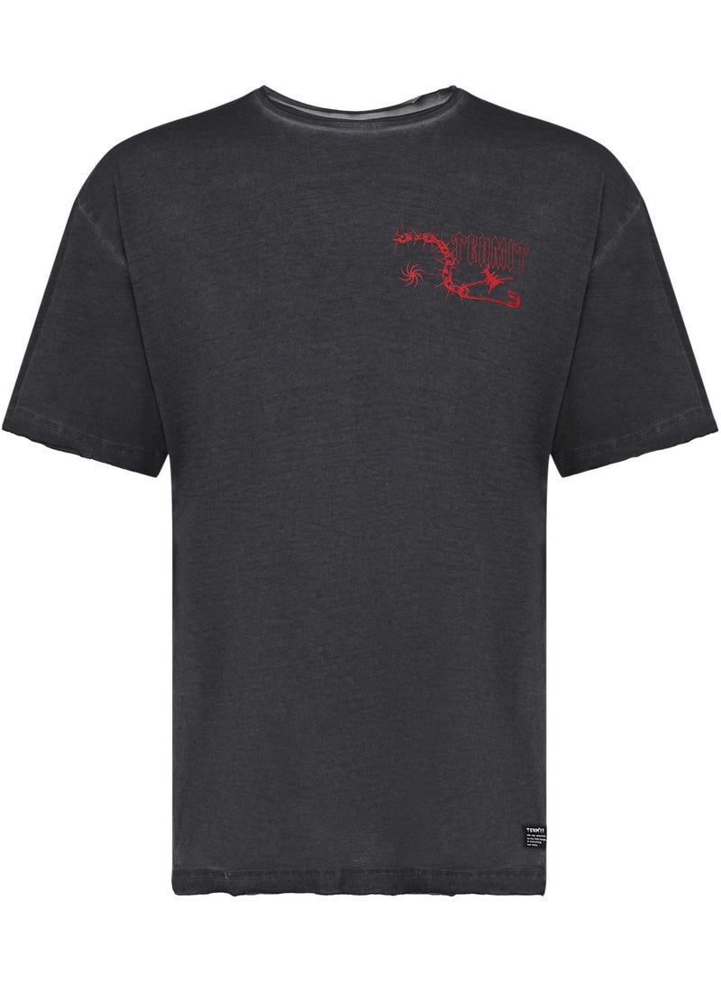 Termit Men's T-shirt Black, Termit, Soft Fabric, Loose Fit, Bold Design with Cutouts, Comfortable for Urban Adventures and Outdoor Activities - Image 1