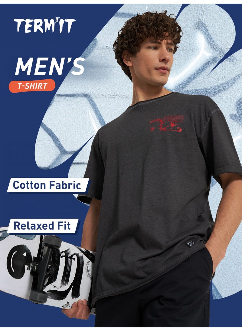 Termit Men's T-shirt Black, Termit, Soft Fabric, Loose Fit, Bold Design with Cutouts, Comfortable for Urban Adventures and Outdoor Activities - Image 2