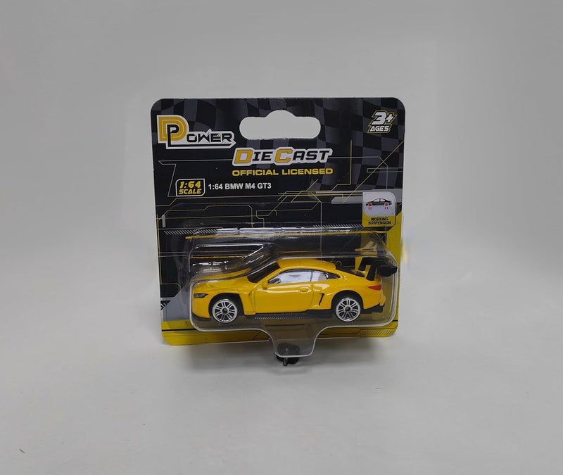 MSZ D-power – BMW M4 GT3 - Yellow | Die-Cast Replica, Ultimate Collector's Item, Race Cars | Toy Vehicles, Metal Toy Car Model - Pull Back Collection | Size - 1:64, For Kids 3+ - Image 2