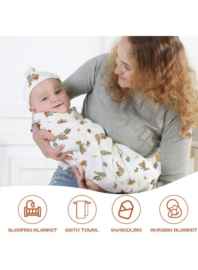 LAT LEE AND TOWN Baby Cotton Swaddle Blankets with Hat Set 3 Pack 0-3 3-6 Months Wearable Blankets Unisex Baby Sleeping Bag (rabbit)  - Image 4