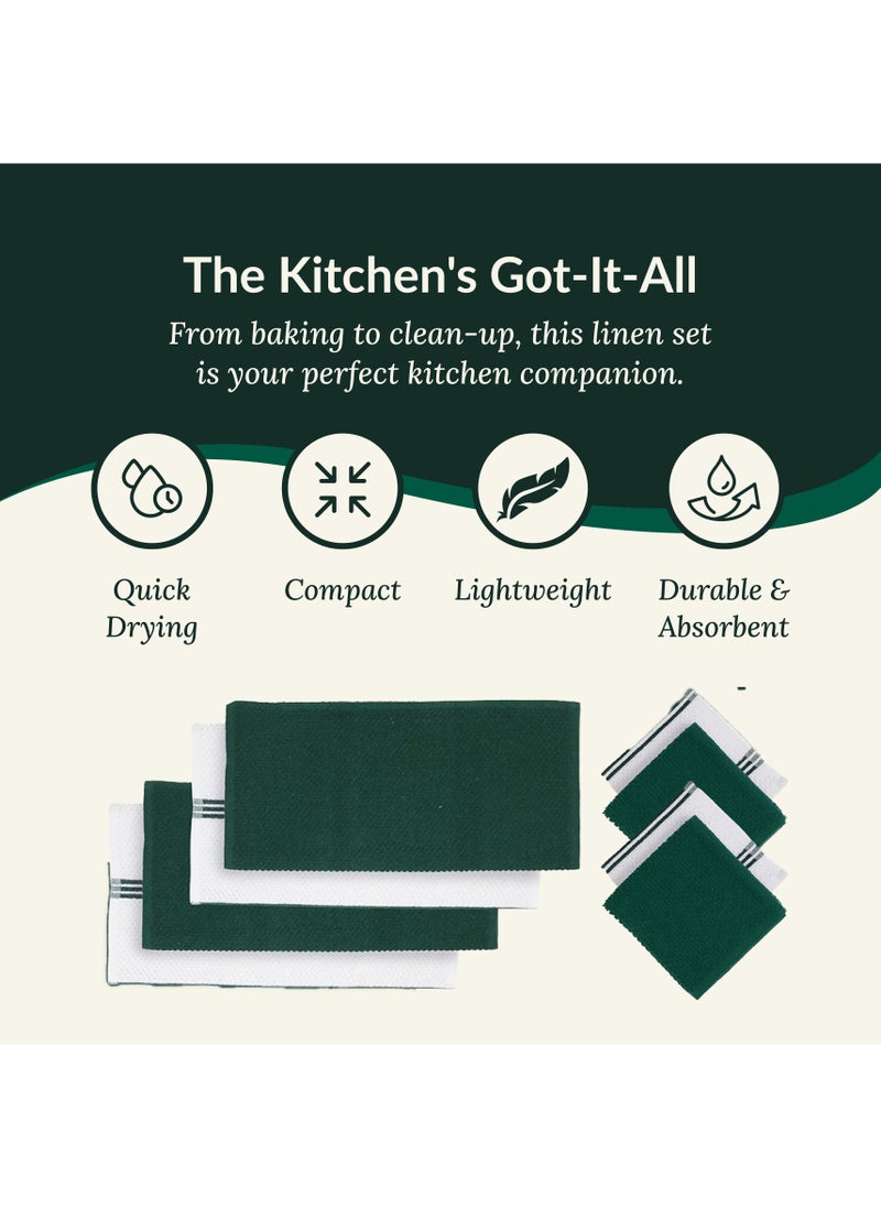 Cloud Scape Linen Terry Kitchen Towel and Dish Cloth Set-Pack of 8,Super Absorbent, Quick Drying Hand Towels, Olive Green  - Image 3