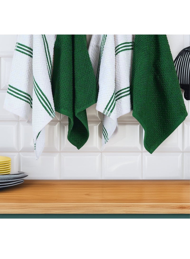 Cloud Scape Linen Terry Kitchen Towel and Dish Cloth Set-Pack of 8,Super Absorbent, Quick Drying Hand Towels, Olive Green - Image 1