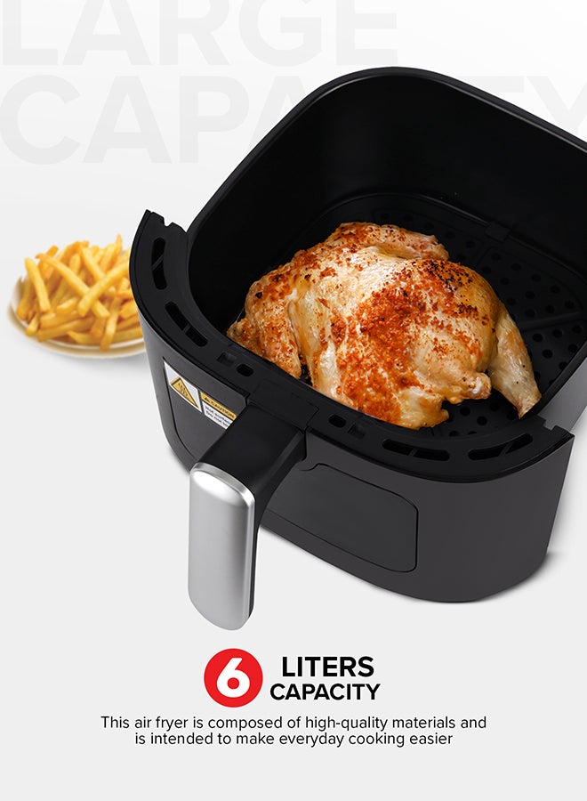 Olsenmark 6L Digital Air Fryer | LED Touchscreen Display, 8 Smart Preset Cooking Modes, Non-Stick Frying Pot & Tray, Oil-Free Low-Fat Cooking, 1–60 Min Timer, Adjustable Temp (80–200°C), 1500W 6 L 1500 W OMAF2254J Black/White - Image 2