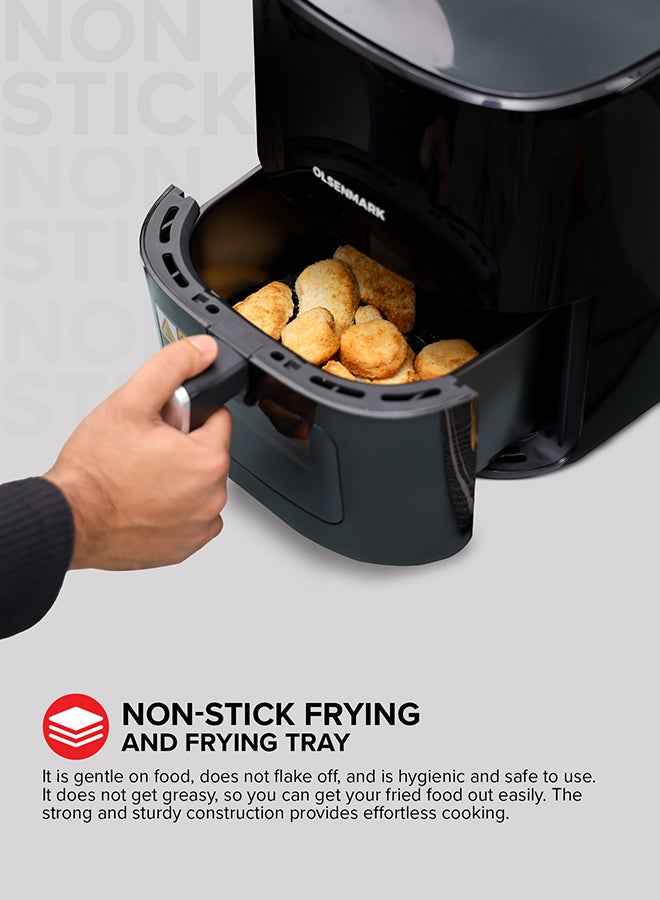Olsenmark 6L Digital Air Fryer | LED Touchscreen Display, 8 Smart Preset Cooking Modes, Non-Stick Frying Pot & Tray, Oil-Free Low-Fat Cooking, 1–60 Min Timer, Adjustable Temp (80–200°C), 1500W 6 L 1500 W OMAF2254J Black/White - Image 5