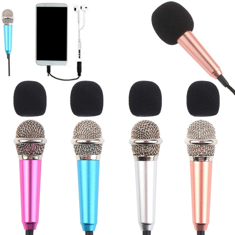 LOCOLO 4Pcs Mini Microphone Mini Karaoke Microphone for Voice Recording Portable Microphone Chatting and Singing Compatible with Smartphone iPhone iPad Laptop - Image 1