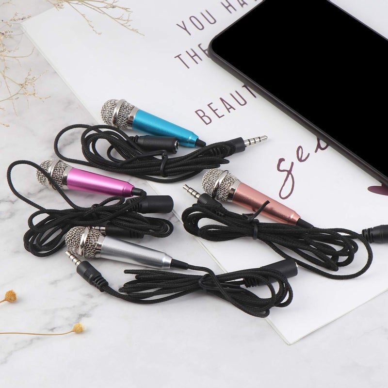 LOCOLO 4Pcs Mini Microphone Mini Karaoke Microphone for Voice Recording Portable Microphone Chatting and Singing Compatible with Smartphone iPhone iPad Laptop - Image 2
