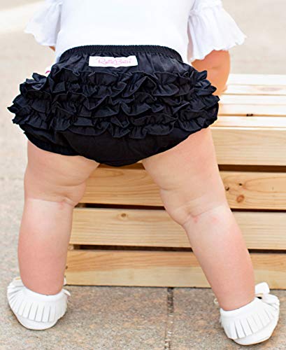 RuffleButts غطاء حفاضات رافل باتس® للفتيات الصغيرات/الأطفال باللون الأسود من القطن المنسوج - 12-18 شهر - Image 3