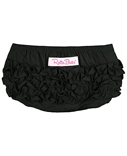 RuffleButts غطاء حفاضات رافل باتس® للفتيات الصغيرات/الأطفال باللون الأسود من القطن المنسوج - 12-18 شهر - Image 4