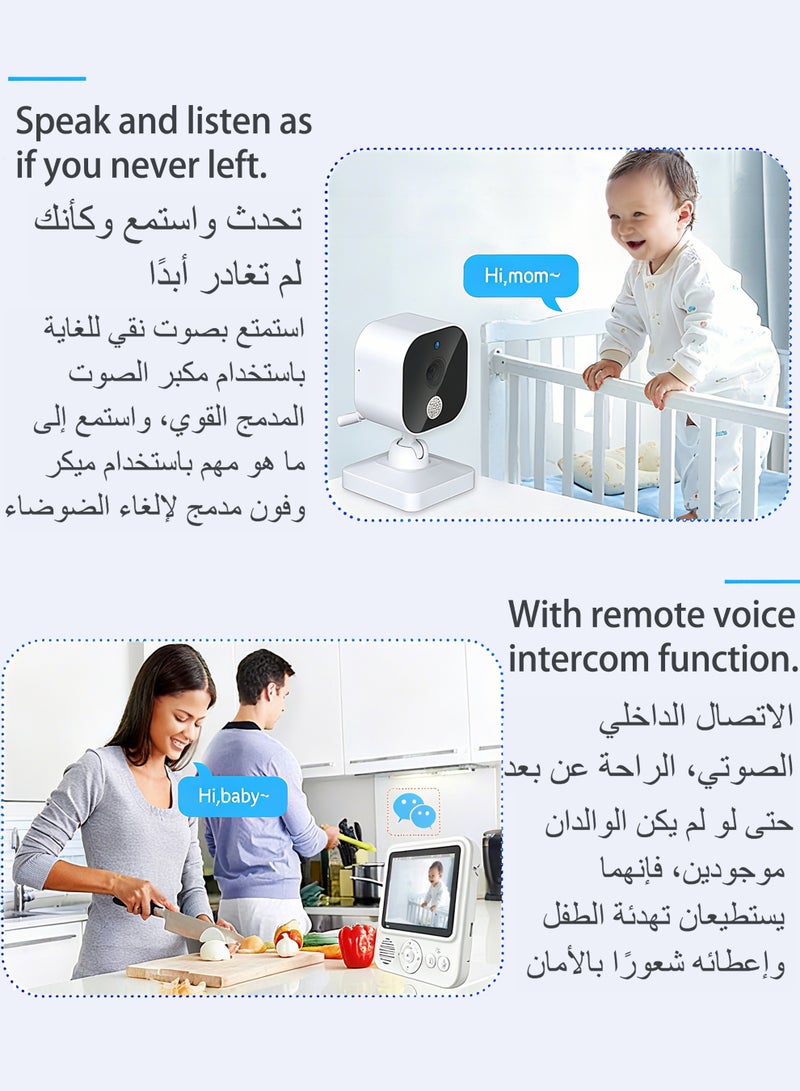 WAMIT Baby Monitor 3.2 inch LCD Display Wireless Babies Video Monitor with 2 Way Talk , Night Vision, Temperature and Humidity Sensor, Lullabies for Baby Elder - Image 3