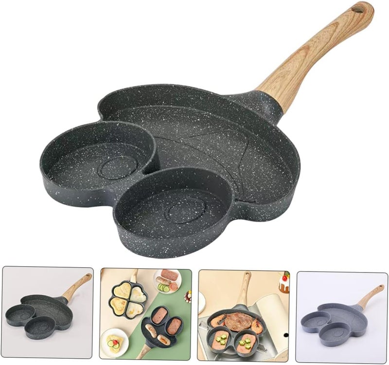 AAGNA 3Cup Egg Frying Pan NonStick Heart Omelette Pan Mini Pancake Pan Aluminum Alloy Egg Cooker Pan Small Egg Skillet Breakfast Heating for Stove Top Gas Stove Breakfast Pan Grill Pan - Image 3