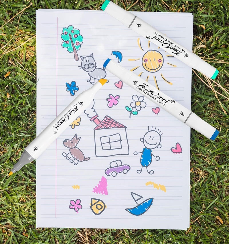 vGRASSP Dual Tip Marker Cum Sketch Pen For Kids And Adults - Alcohol Based Highlighter Pen With Carrying Case - Stationery Set For Coloring, Drawing And Sketching - Multicolor (Box Of 12 Pcs) - Image 4