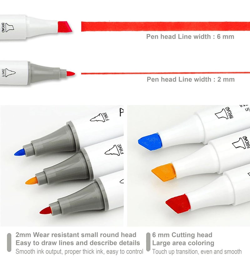 vGRASSP Dual Tip Marker Cum Sketch Pen For Kids And Adults - Alcohol Based Highlighter Pen With Carrying Case - Stationery Set For Coloring, Drawing And Sketching - Multicolor (Box Of 12 Pcs) - Image 5