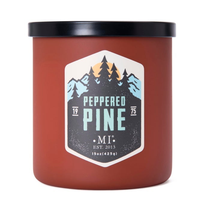Peppered Pine Scented Candles for Men 2 Wick 15 oz Premium Soy Blend 60H Burn Candles for Home Scented Made in The USA