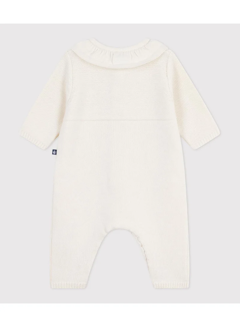 بيتي باتو Babies' knitted playsuit with a collar and P'tit Cœur embroidery