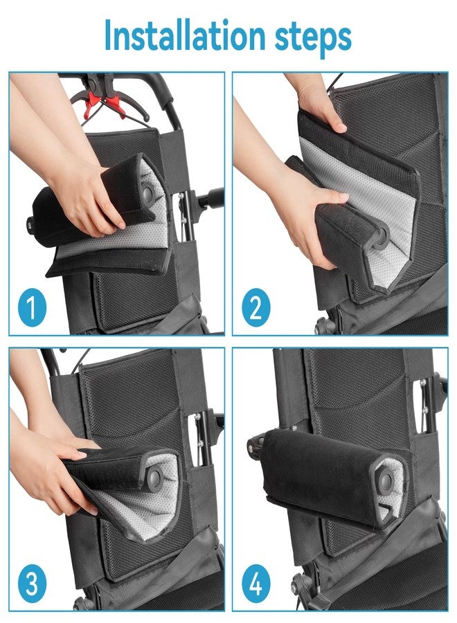 OUWERALL Wheelchair Chair Armrest Covers Set of 2,Wheelchair Arm Pads + Desk Chair Covers Combo - Breathable Mesh & 100D Memory Foam Dual-Layer Cushion (Black 2-Pack) - Image 4