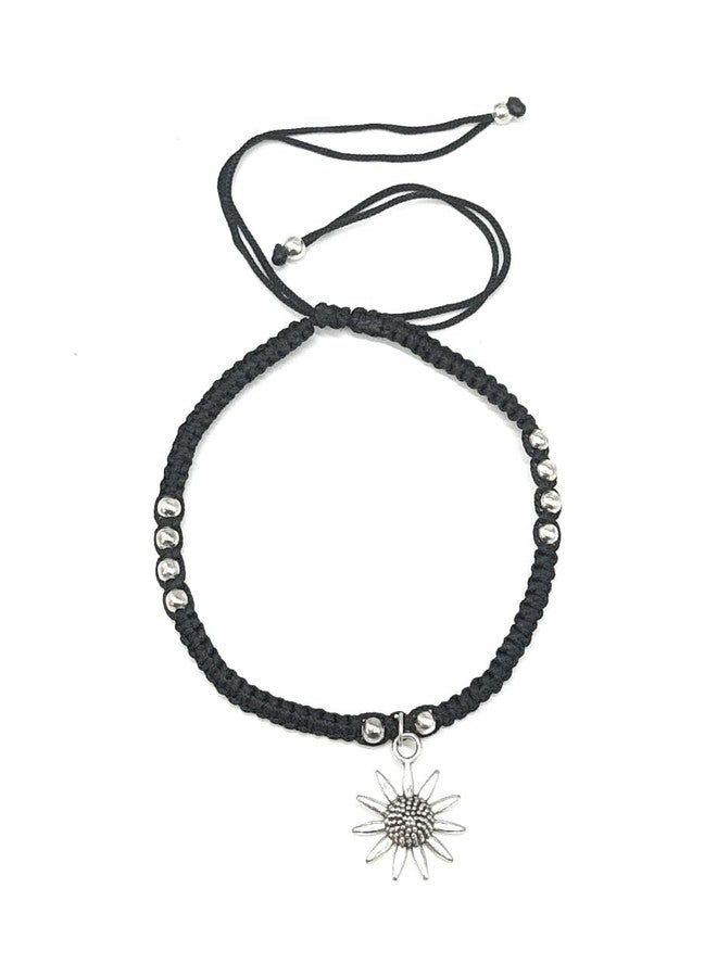 Jyokrish Handmade Adjustable Pair of 1 Black Silk dori hanging Sun Flower anklet For Women | girls | Nazariya |Payal | Nazar Battu |Free Size |Pack of 2 - Image 5