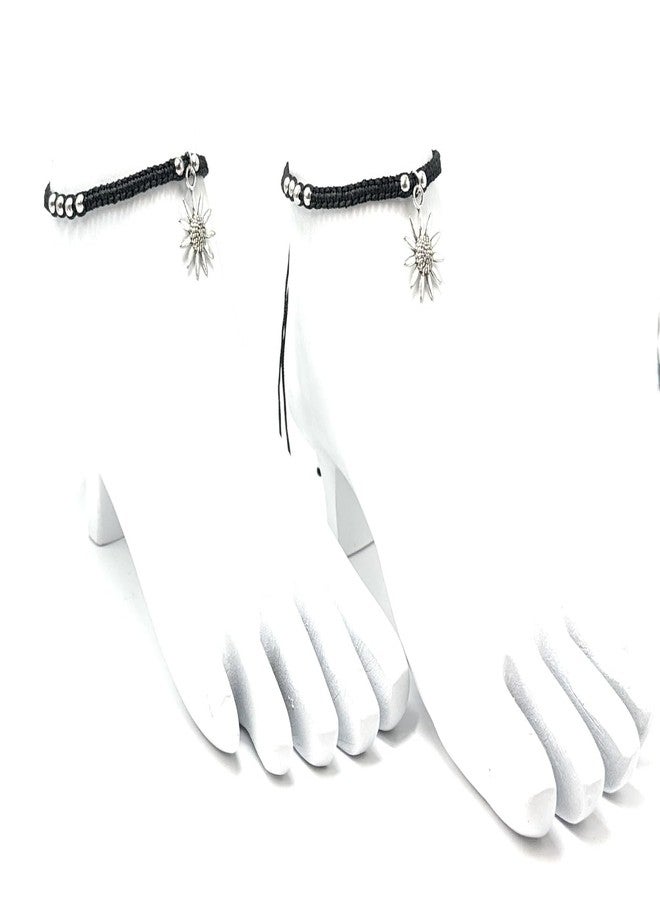 Jyokrish Handmade Adjustable Pair of 1 Black Silk dori hanging Sun Flower anklet For Women | girls | Nazariya |Payal | Nazar Battu |Free Size |Pack of 2 - Image 3
