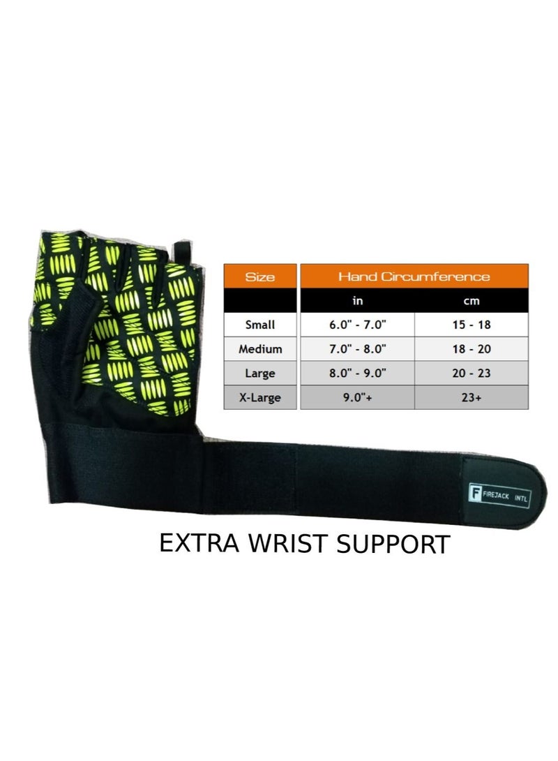 فايرجاك انترناشونال قفازات رياضية للرجال والنساء قفازات تمرين لرفع الأثقال وركوب الدراجات والتدريب أسود / أصفر XL - Image 5