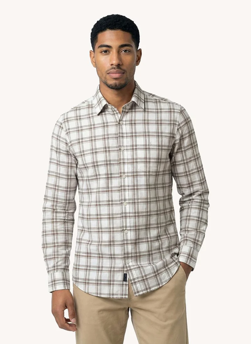 Men Regular Fit Long Sleeve Dyed Cotton Casual Shirt for Workwear and Weekend Wear-Brown