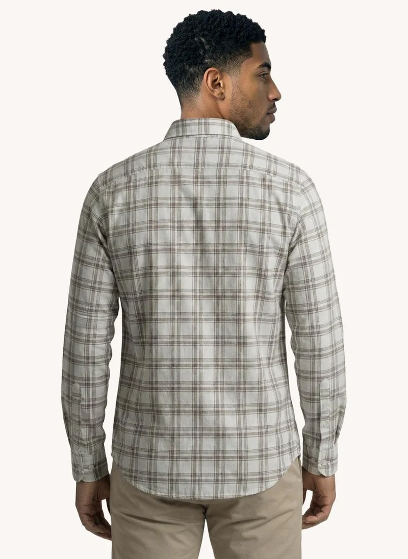 نوتيكا Men Regular Fit Long Sleeve Dyed Cotton Casual Shirt for Workwear and Weekend Wear-Brown