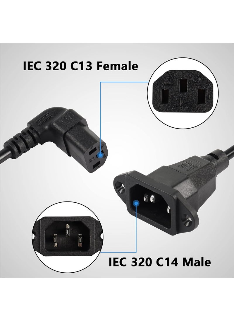 CERRXIAN CERRXIAN 03m Down Angle C13 to C14 Panel Mount Power Cable 90 Degree IEC 320 C13 Female to C14 Male PDU Power Supply Extension Cord for MonitorsComputersEtcDc13mc14  - Image 2