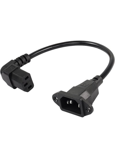 CERRXIAN 03m Down Angle C13 to C14 Panel Mount Power Cable 90 Degree IEC 320 C13 Female to C14 Male PDU Power Supply Extension Cord for MonitorsComputersEtcDc13mc14