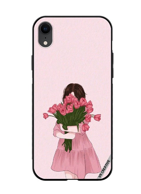 Protective Case Cover For Apple iPhone XR Girl Hugging Bouquet Design Multicolour