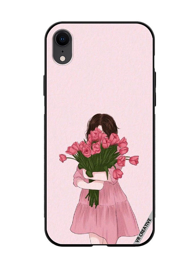 VR CREATIVE Protective Case Cover For Apple iPhone XR Girl Hugging Bouquet Design Multicolour  - Image 1