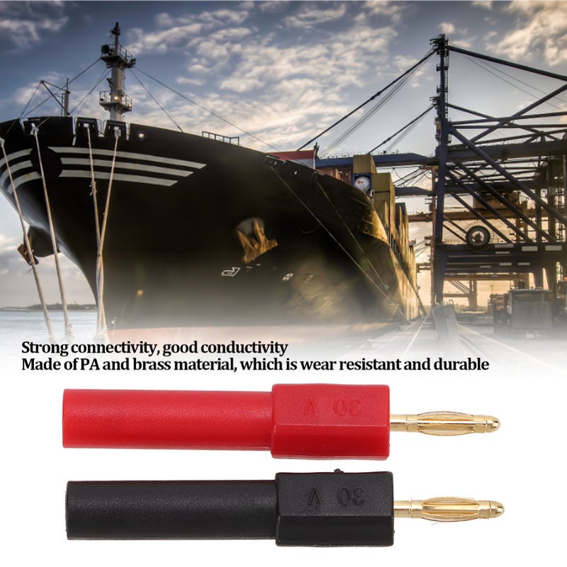 5set Banana Plug Adapter PA Brass Material 2mm/0.08in Male to 4mm/0.16in Female Red Black Banana Connector - Image 2