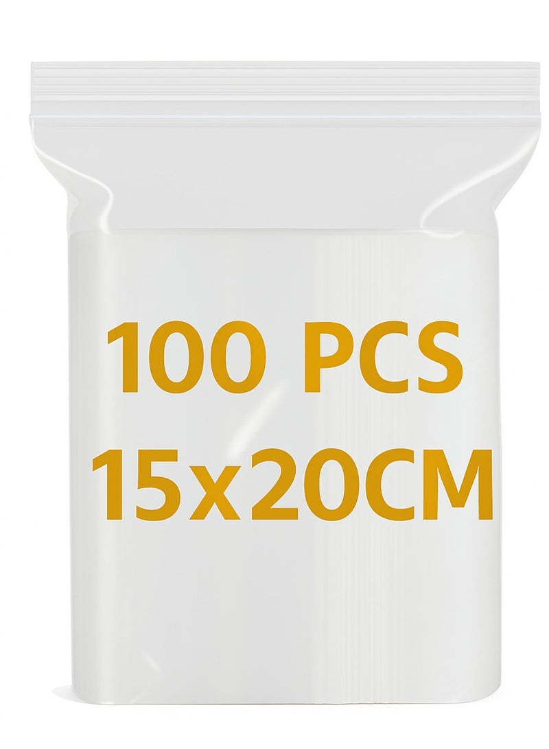 Lavish Clear Ziplock Bags 15x20CM | 100 PACK Transparent Resealable Plastic Pouches |Reclosable Seal for Food Jewelry Travel Packing Storage | Multi Purpose Plastic Zipper Bags - Image 1