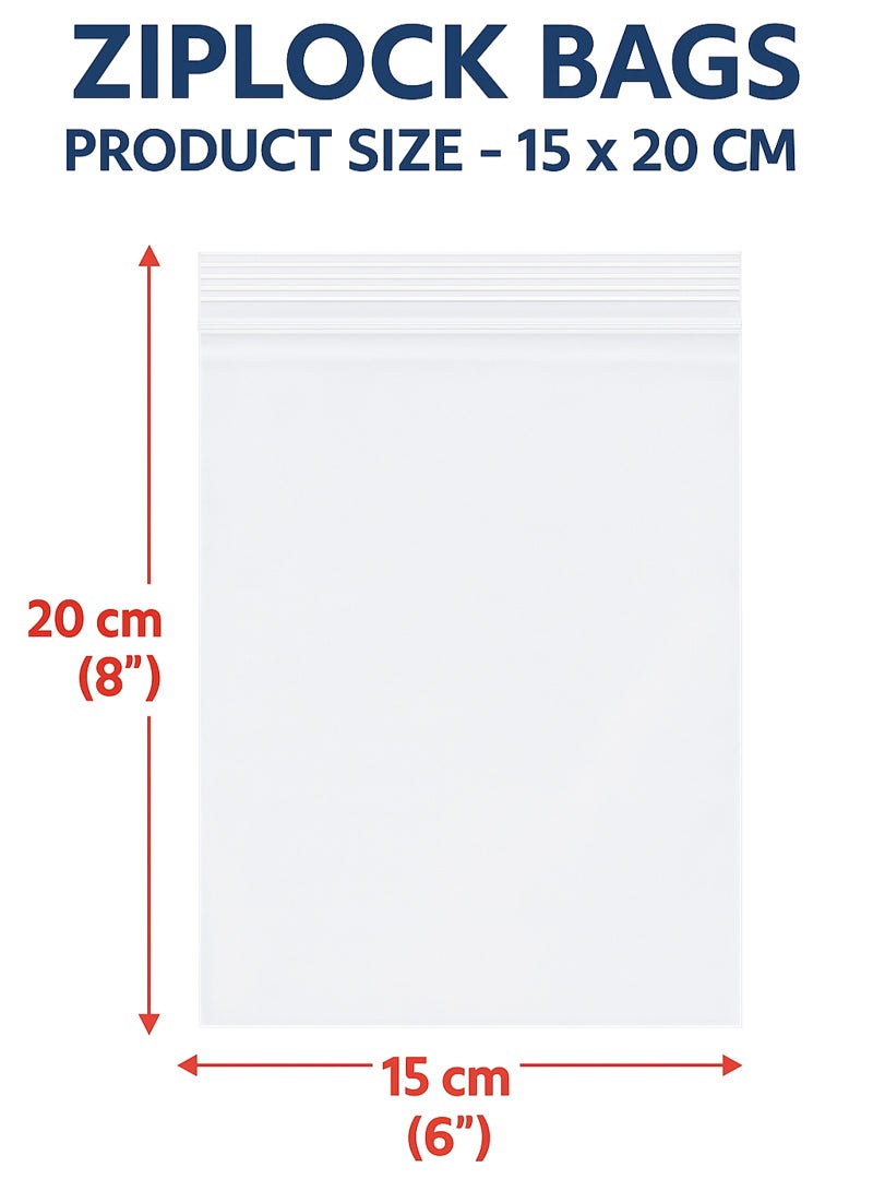 Lavish Clear Ziplock Bags 15x20CM | 100 PACK Transparent Resealable Plastic Pouches |Reclosable Seal for Food Jewelry Travel Packing Storage | Multi Purpose Plastic Zipper Bags - Image 2