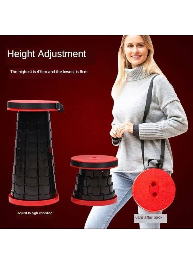 Generic Portable Telescopic Folding Stool – Adjustable Height, Lightweight Compact Seat with Carry Strap – Durable ABS for Camping, Travel, Fishing, Queue, Home & Outdoors – Multicolor – 1pcs - Image 5