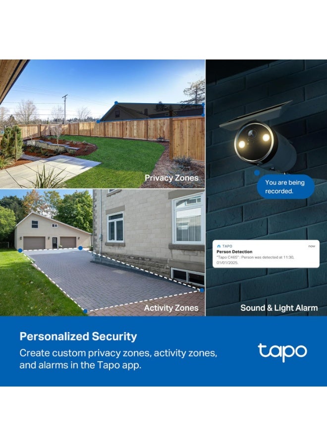 tapo 4K Outdoor Battery Camera Wireless, Security Camera with Integrated Solar Panel, Person/Vehicle/Pet Detection, Works w/Alexa & Google Assistant, Color Night Vision, SD/Cloud Storage, C465 - Image 3