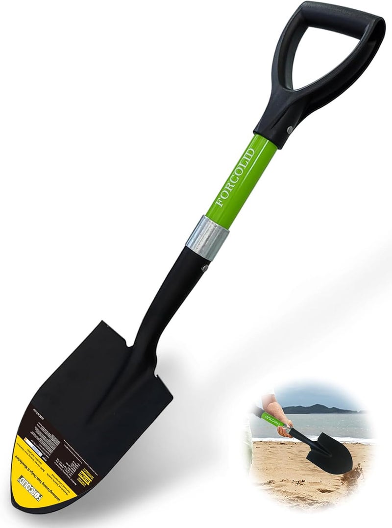 FORCOLID Beach Shovel,Kids Shovels for Digging,Short Handle Metal Shovel,Small Shovels for Gardening,Camping,Planting,27Inches,Green - Image 1